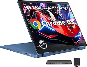 Lenovo Notebook Flex 3i Chromebook 12,2 polegadas WUXGA Touchscreen 2 em 1, Intel N100, 4GB LPDDR5, 224 GB de armazenamento (64 GB eMMC + conjunto de estação de ancoragem de 160 GB), gráficos Intel