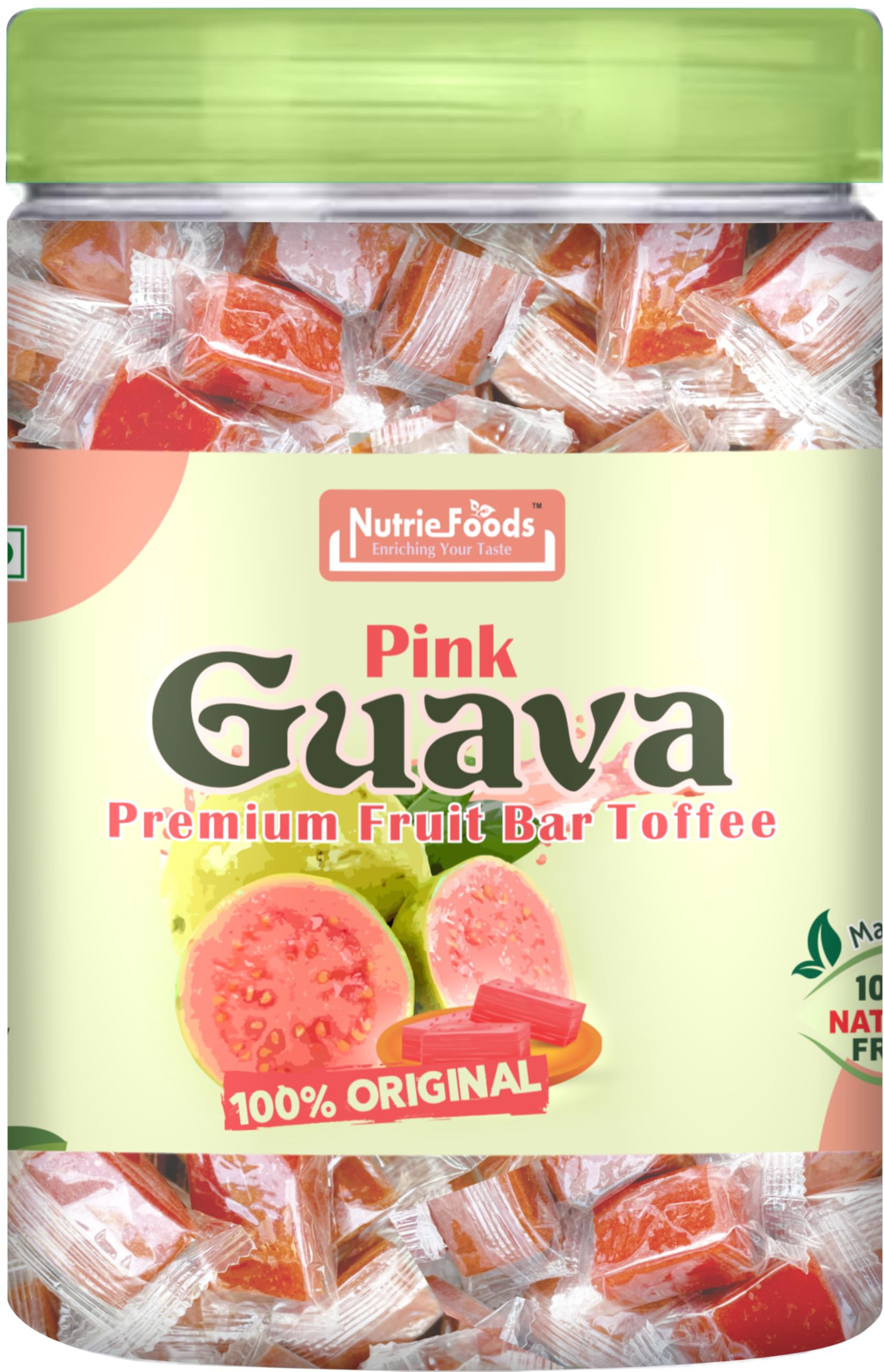 Nutriefoods Pink Guava Toffee, 100% Natural Fruit Candy, Premium Pink Guava Fruit Bar (400gm)