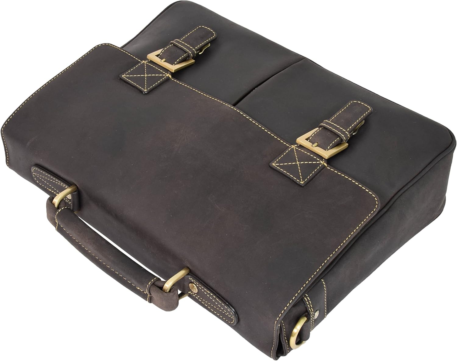 Real Leather Briefcase Cross Body Satchel Messenger Organiser Bag Cobar Brown