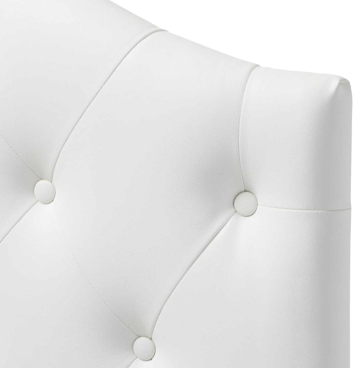 Baxton Studio Myra Modern and Contemporary White Faux Leather Upholstered Button-Tufted Scalloped Twin Size Headboard