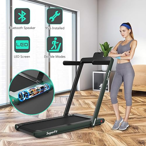 Miniatura 7 de GYMAX Caminadora plegable 2 en 1 máquina de correr para debajo del escritorio con monitor LED y control de aplicación inteligente caminadora