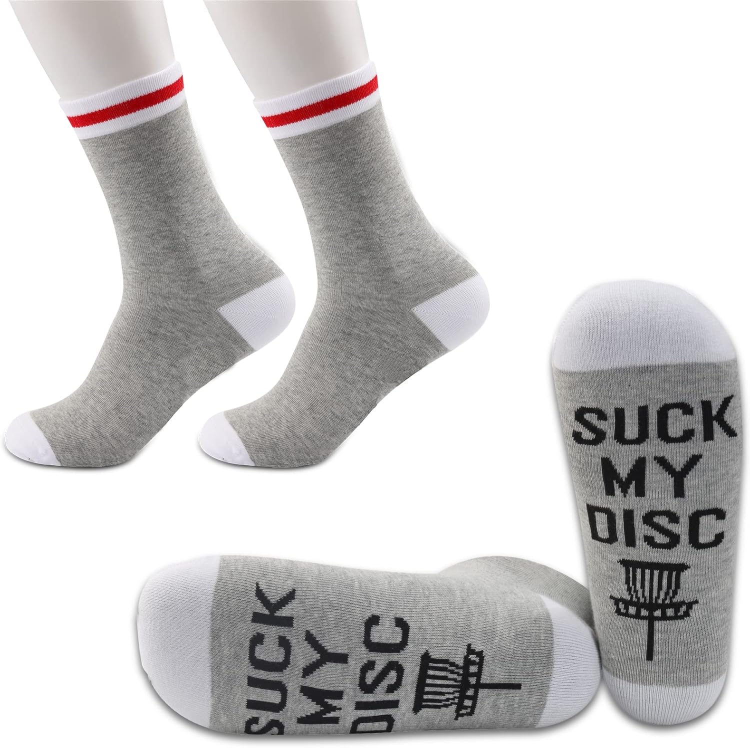 JXGZSO Disc Golf Socks Golfing Socks Suck My Disc Funny Socks Gift For Disc Golf Lover (Suck My Disc)