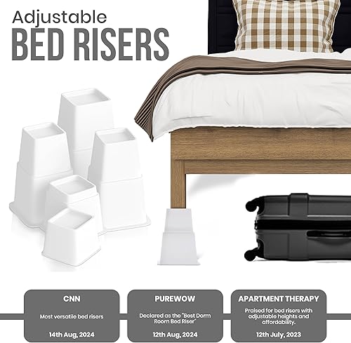 Miniatura 27 de Utopia Bedding - Juego de 8 elevadores de muebles ajustables de alta calidad – elevador de cama de 5 a 9 pulgadas, elevador de mesa, elevador