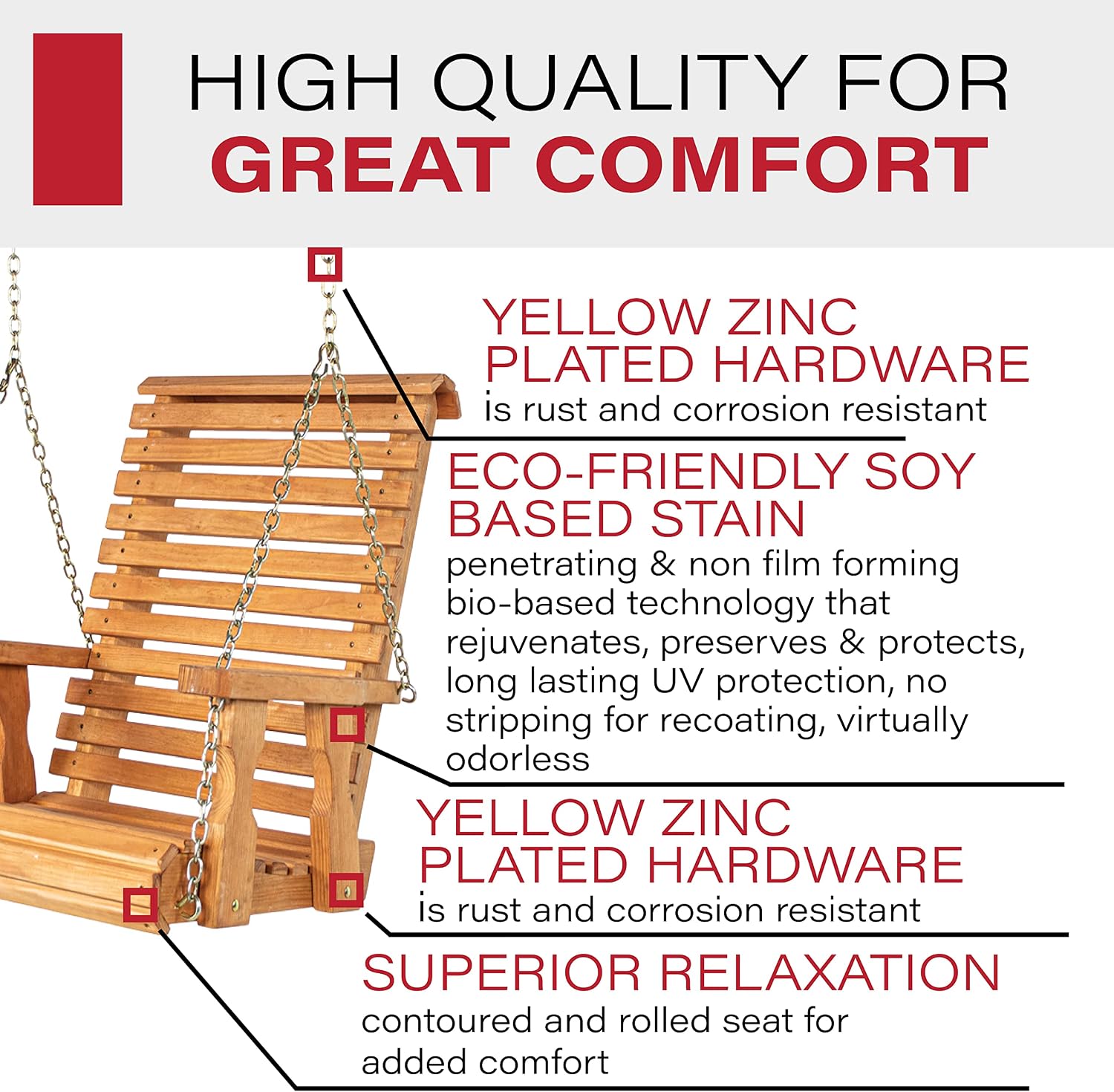 Amish Heavy Duty Roll Back Pressure Treated Swing Chair (Cedar Stain)