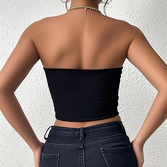 Haut Bandeau Sans Bretelles Pour Femme, Bustier, Sans Bretelles, Haut Sans Manches, Léger, Confortable, Couleur Unie, Tuniques Basiques, Chemisiers D' été, Bordeaux, L