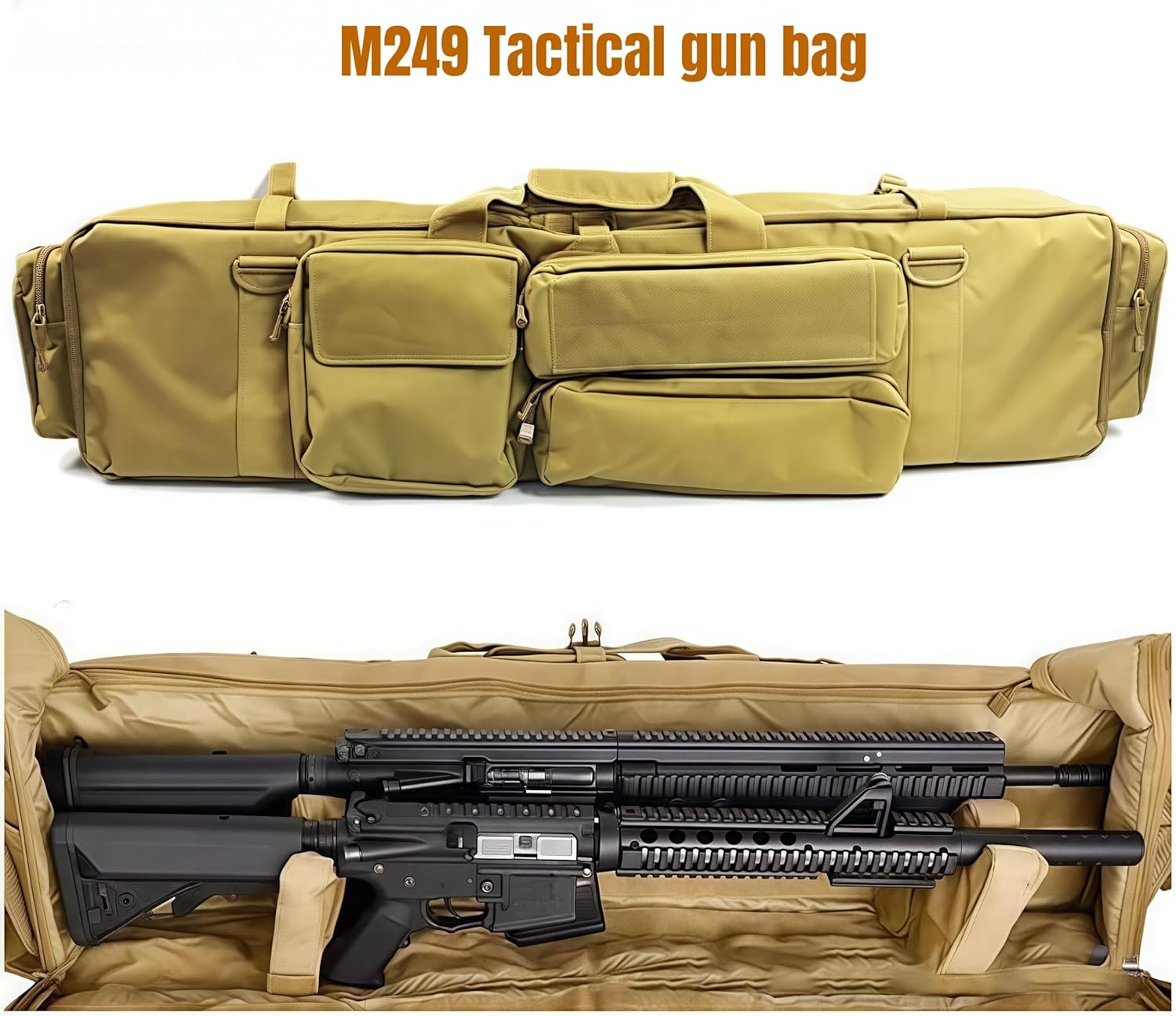 Tactical Gun Bag for M249 Military Army Airsoft Rifle Carrying Case CS Hunting Shooting Paintball with Portable Shoulder Strap