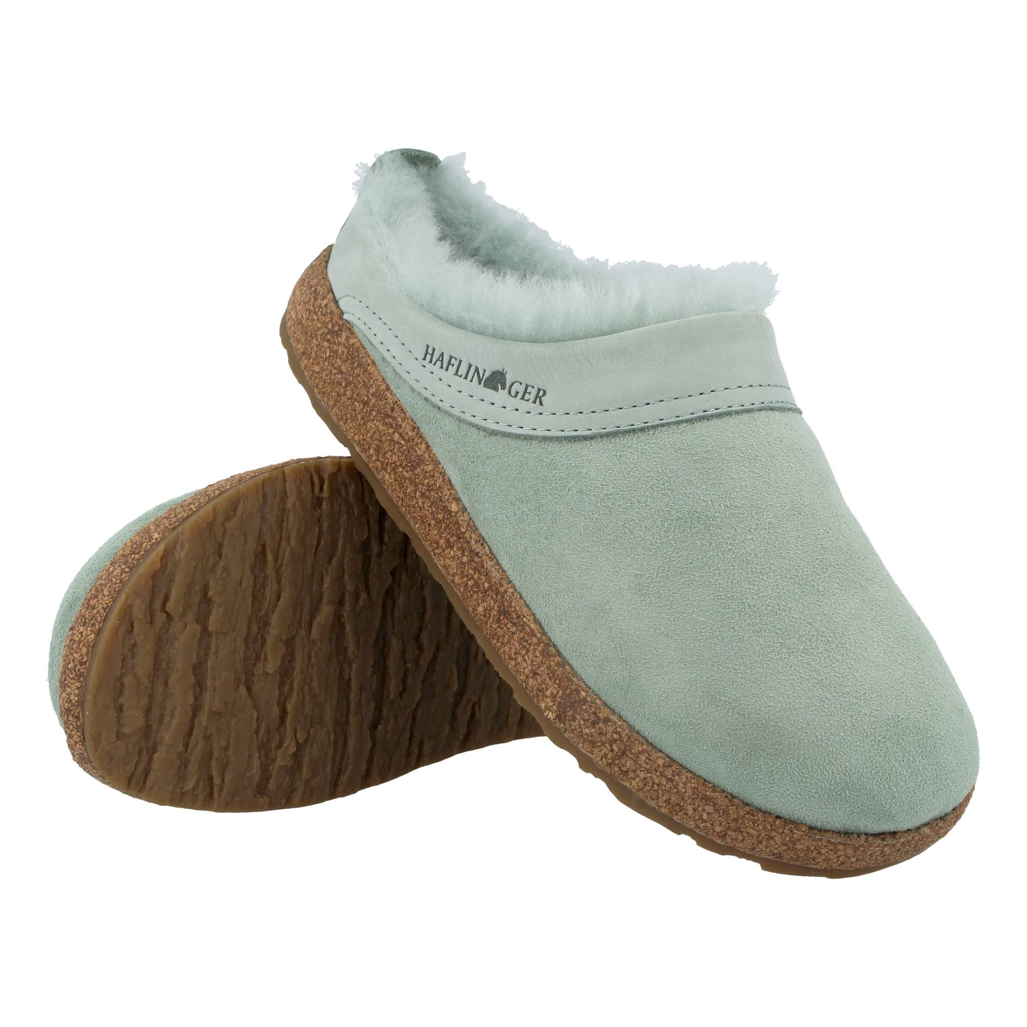 HAFLINGER Lamfellclog Snowbird pantofle filcowe kapcie miętowa zieleń (mięta 94), rozmiar 37, Mi?ta pieprzowa, 37 EU