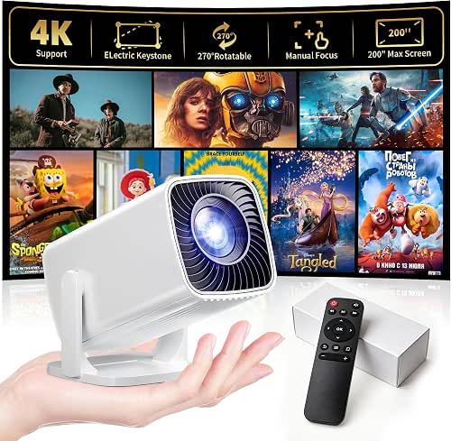 Mini Projector, Portable Projector 4K & Full HD 1080P Support,