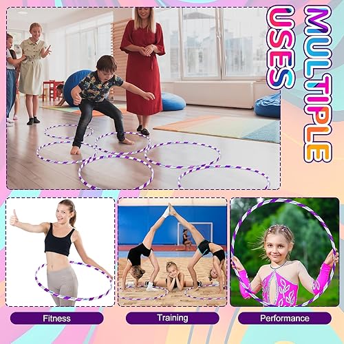 Miniatura 4 de Shappy 8 piezas de aro de ejercicio con peso con purpurina para fitness, círculos hula de plástico para adultos, deportes, pilates, ejercicio,