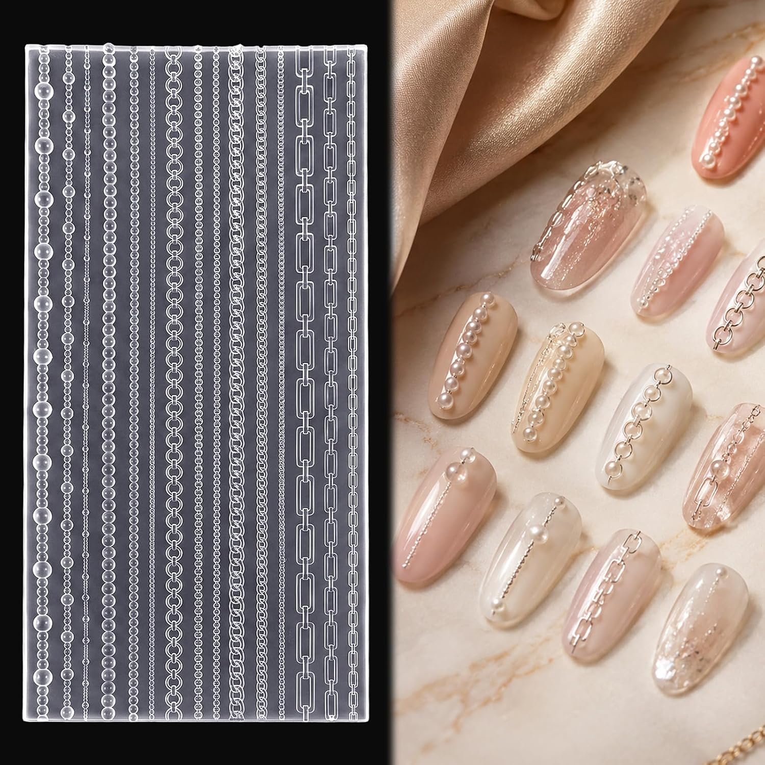 Ymapinc Silicone Nail Molds, Reusable DIY Nail Chains Molds Manicure Tool