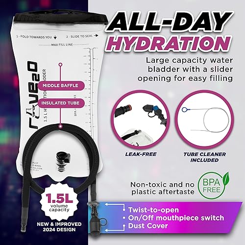 Miniatura 4 de Mochila de hidratación antirrobo para rave  Mochila de agua aislada de 1.5 litros para raves, festivales, senderismo, correr, paquete de hidratación