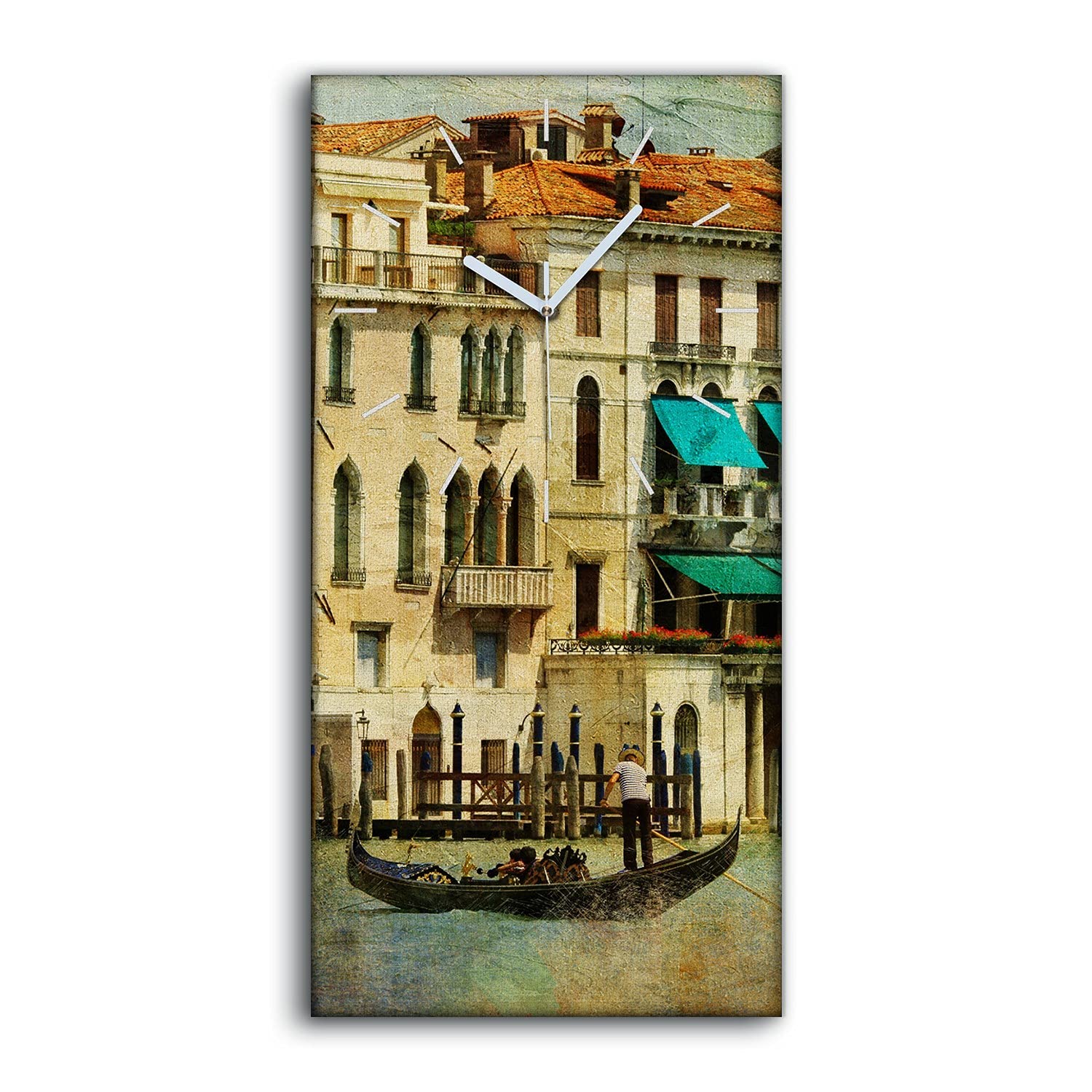 Horloge sur Toile Venise 30x60cm Image Art Mural Moderne Salon Sans Aucun Bruit