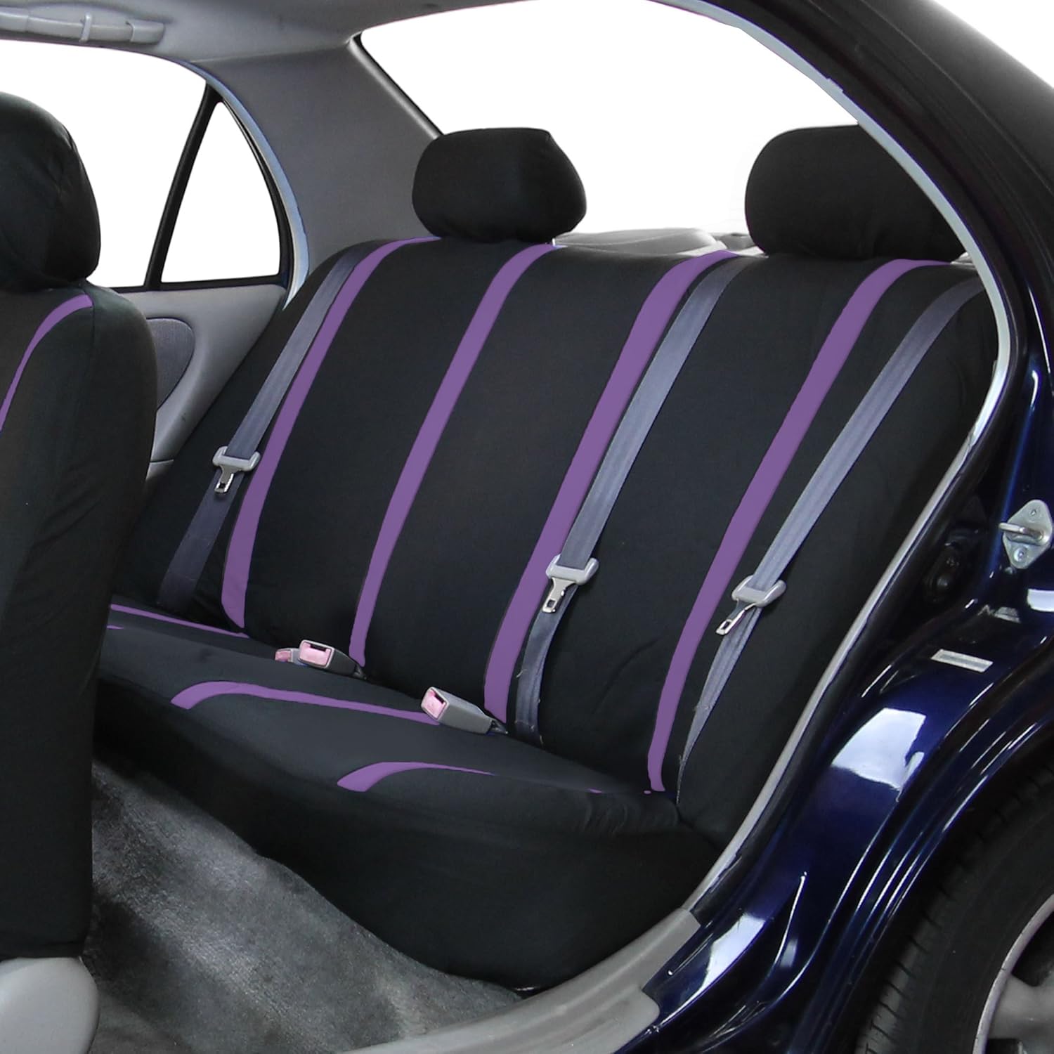 FH Group Car Seat Covers Full Set Cloth - Universal Fit Automotive Seat Covers, Low Back Front Seat Covers, Solid Back Seat Cover, Washable Car Seat Cover for SUV, Sedan and Van Purple