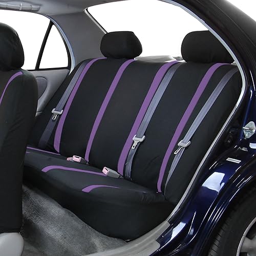 Vista 59 de FH Group - Juego completo de fundas de asiento de automóvil, de tela negra, ajuste universal, de asiento delantero de respaldo bajo y de asiento