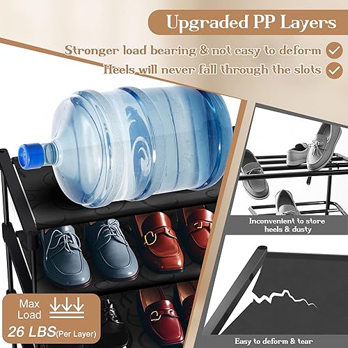 Miniatura 5 de Zapatero para armario, organizador de zapatos, armario de almacenamiento de 9 niveles, gran capacidad con capacidad para 40-46 pares con cubierta de