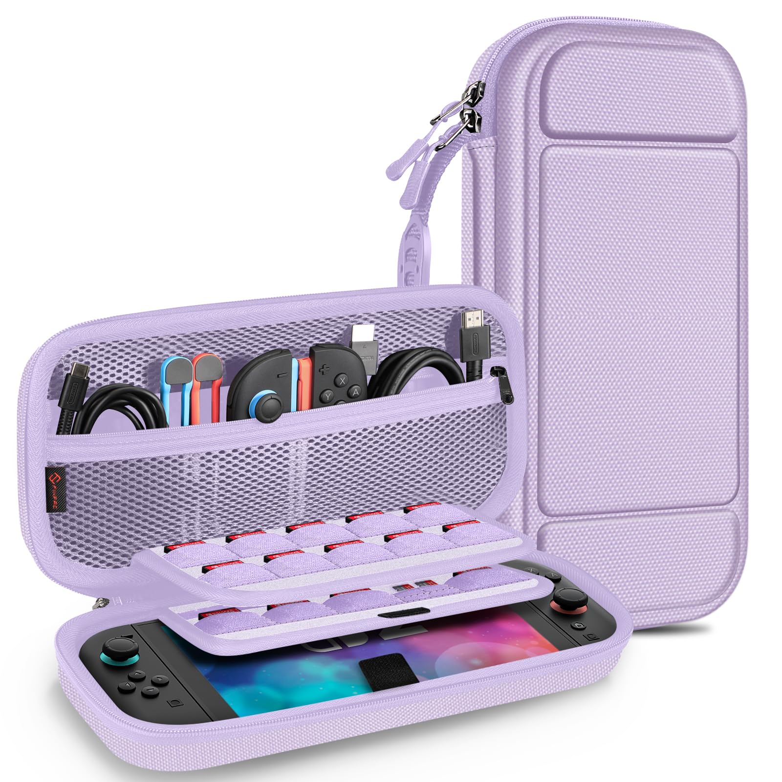FINTIE Tasche für Nintendo Switch 2(2025) - Tragetasche Aufbewahrungstasche Hülle Case mit Spielkartenhaltern und Innentasche für Nintendo Switch 2 Konsole und Zubehör, Pastellviolett