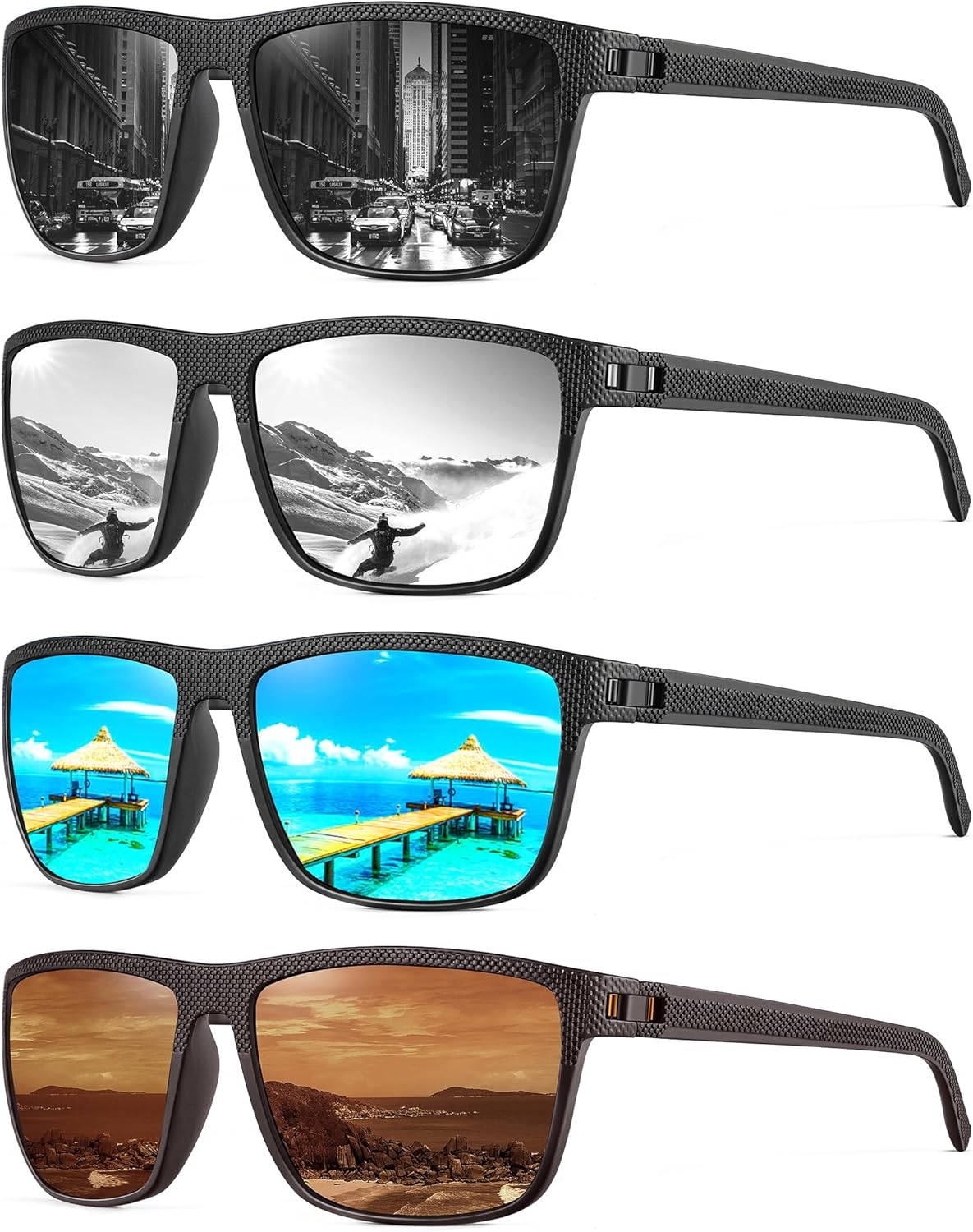 NSSIW Mens-Sunglasses Polarized Sunglasses Men : Classic Sun Glasses with UV Protection for Driving Fishing Golf 4 Packs