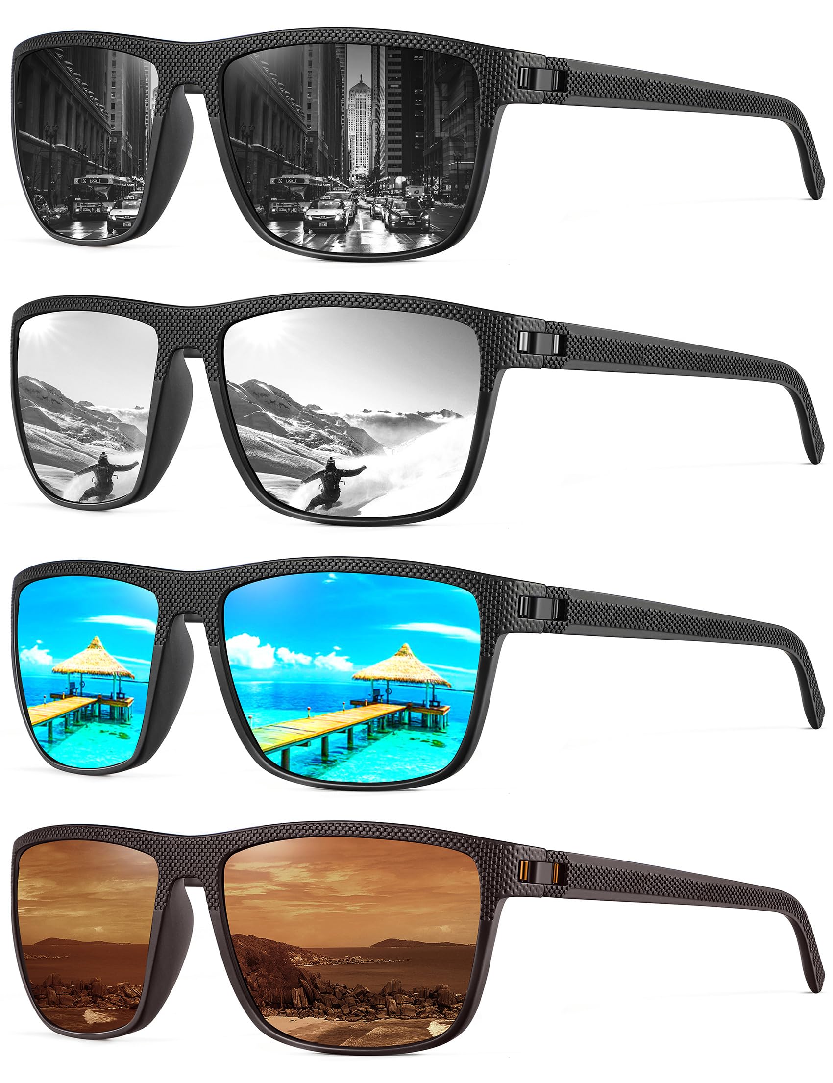 NSSIW Mens-Sunglasses Polarized Sunglasses Men : Classic Sun Glasses with UV Protection for Driving Fishing Golf 4 Packs