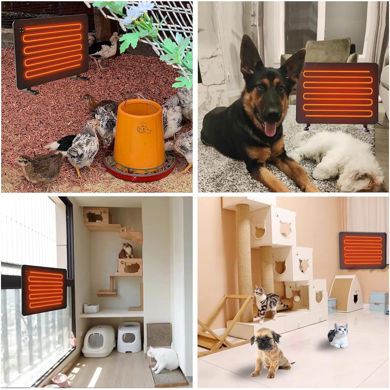 Calentador de Gallinero para Invierno, 160W Calentador de Gallinero de Calor Radiante, Temperatura Ajustable, para Mascotas Interiores y Exteriores, 15.3 x 11.4 Pulgadas