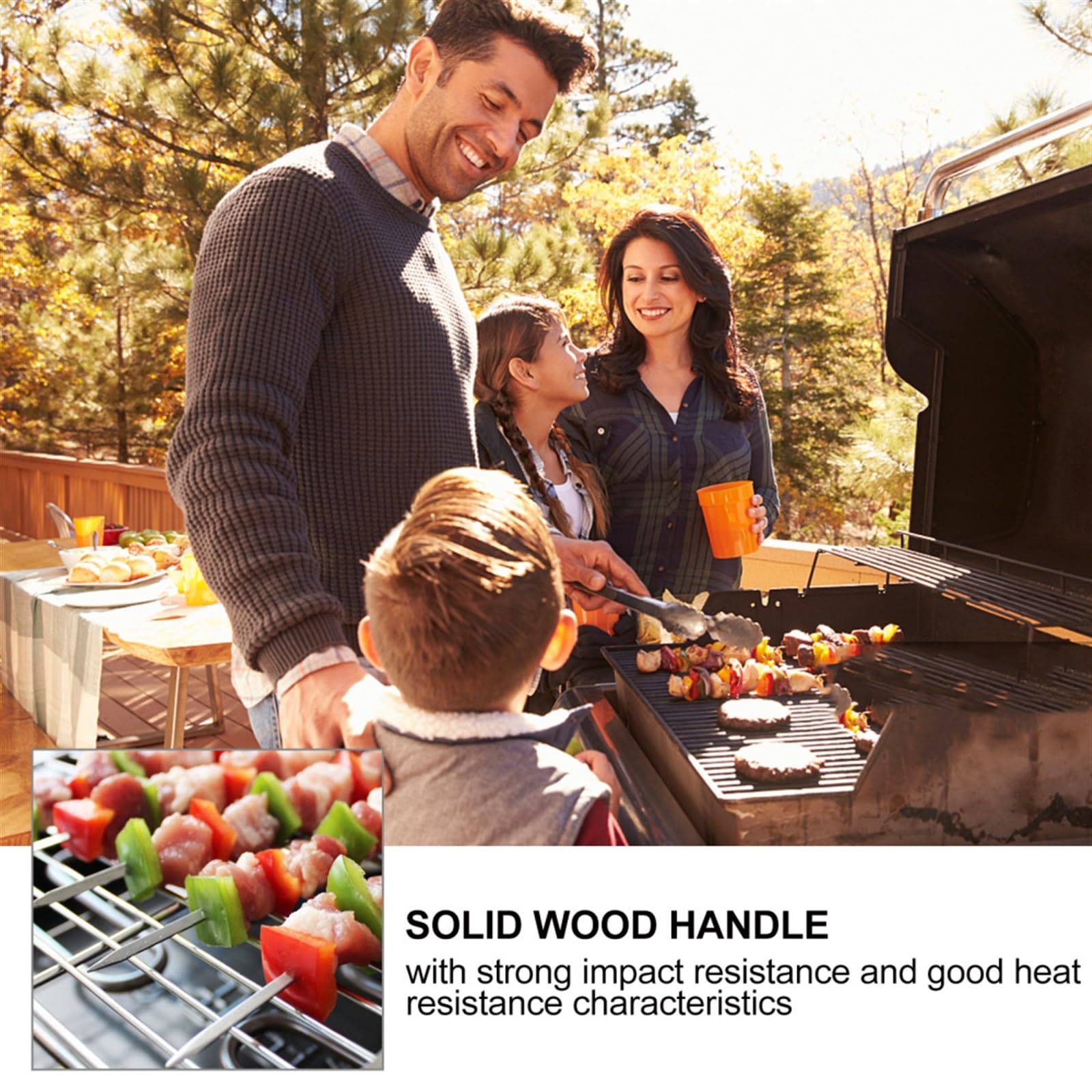 Spiedini per Barbecue, Spiedini for Kebab, 6 Pezzi spiedini for Barbecue con Manico in Legno, Bastoncini for arrostire, Utensili for, compatibili Campeggio all'aperto, Picnic