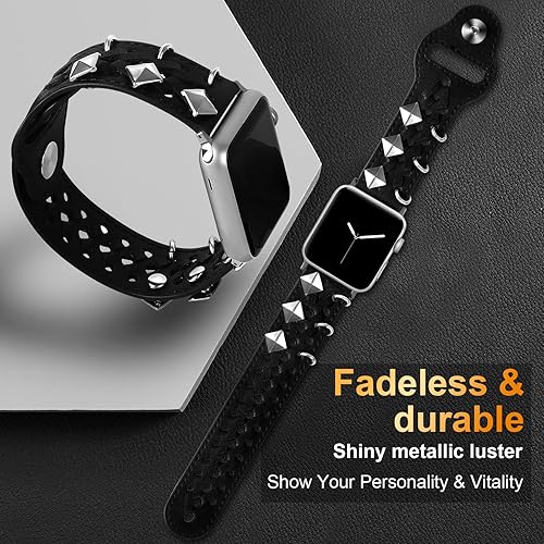 Miniatura 2 de VIQIV Correa de cuero compatible con Apple Watch Band 1.929 in 1.772 in 1.732 in 1.654 in 1.614 in 1.575 in 1.496 in Series Ultra SE 9 8 7 6 5 4 3 2