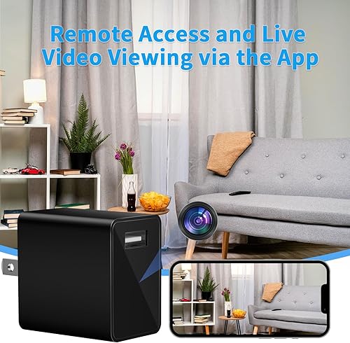 Miniatura 3 de Cámara con cargador USB - Full HD 1080P - Mini cámara de niñera discreta WiFi - Cámara de seguridad inalámbrica pequeña
