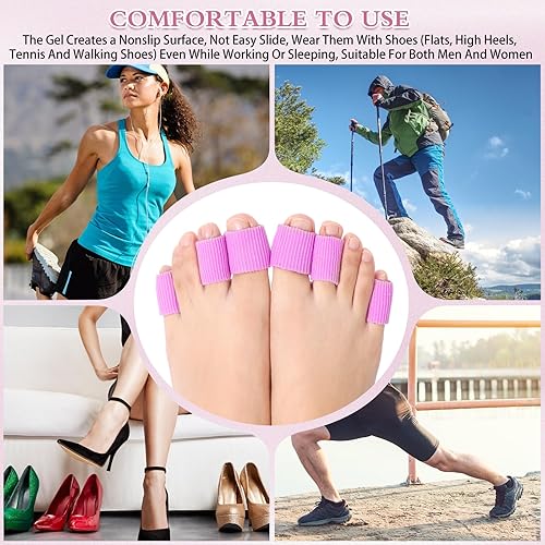 Miniatura 5 de 16 fundas de tubo para dedos de los pies, protectores de gel suave para cojines de callos, ampollas, callos, dedos de los pies y dedos (rosa)