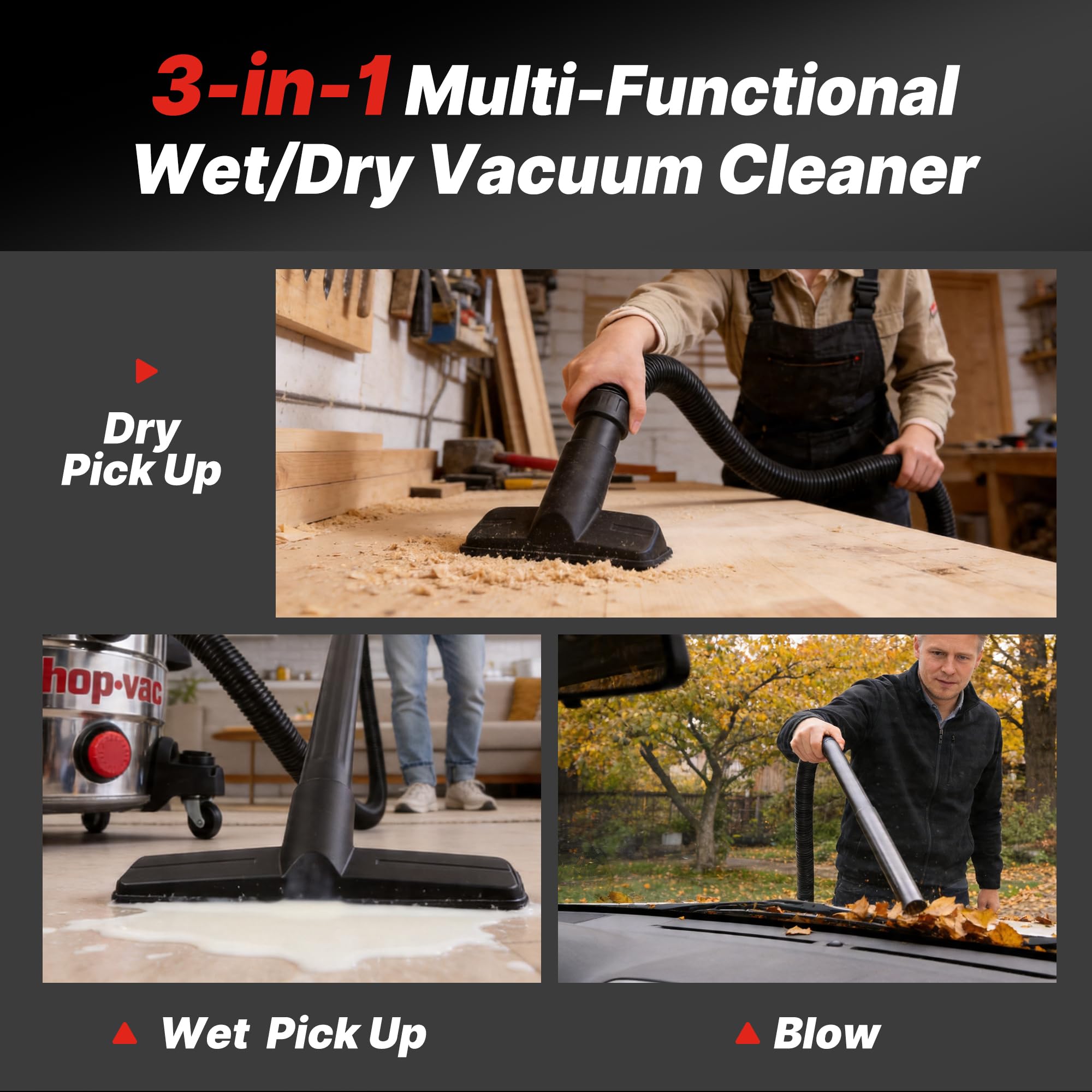 Shop-Vac 8 Gallon Wet/Dry Vacuum - Stainless Steel -6