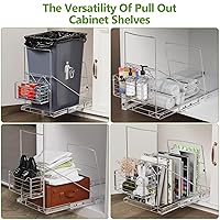 Vista 6 de LIONONLY Estante de Bote de Basura Extraíble Bajo Gabinete, Bote de Basura Bajo Fregadero para Contenedor de Basura de 7-11 Galones, Kit