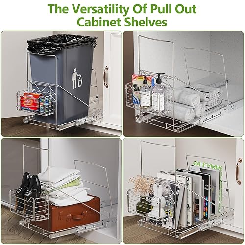 Miniatura 6 de LIONONLY - Basurero extraíble para debajo del gabinete, cubo de basura debajo del fregadero para cubo de basura de 7 a 11 galones, kit de extracción