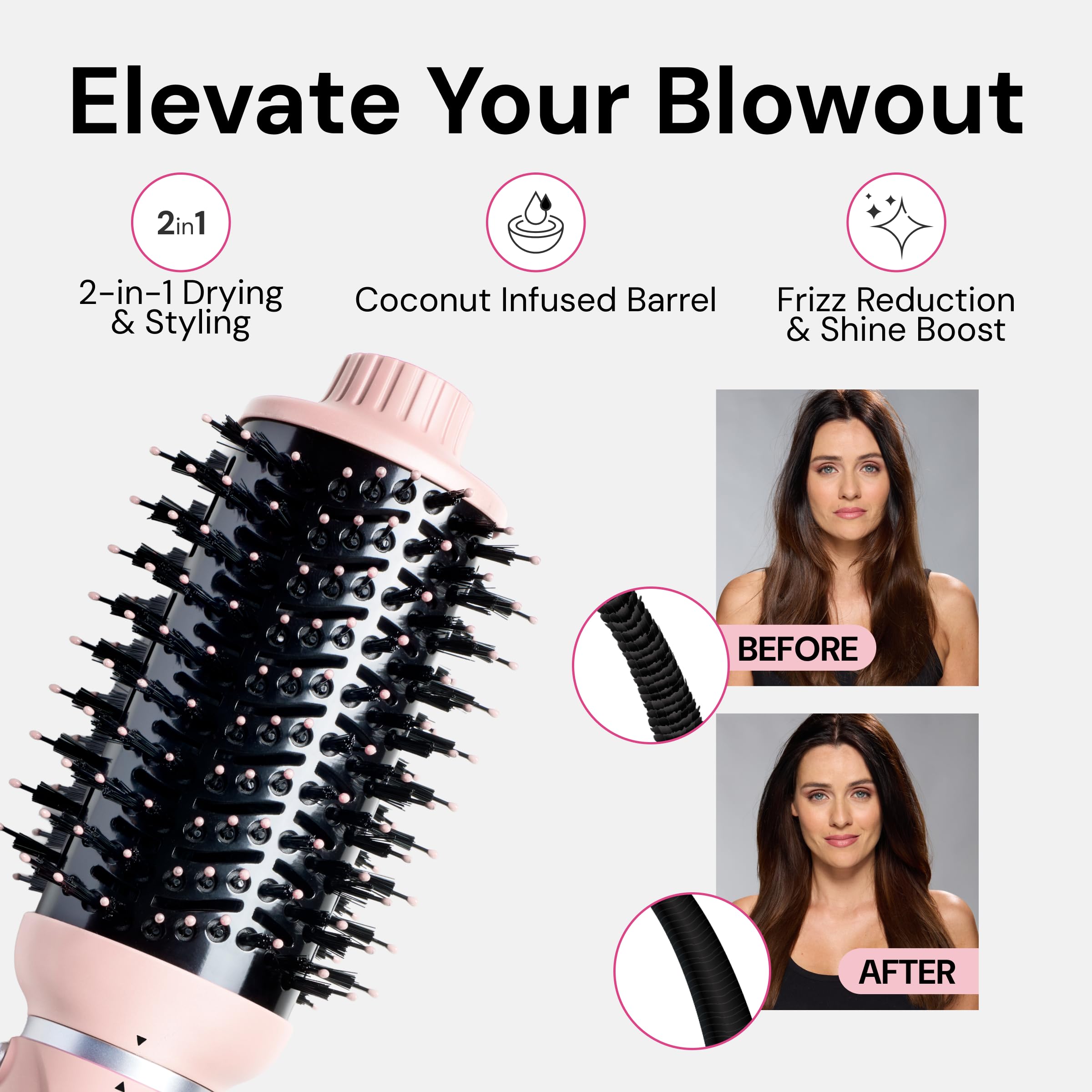 Lange Pink Ceramic Heated Hair Brush and Volumizer Set L main image 3