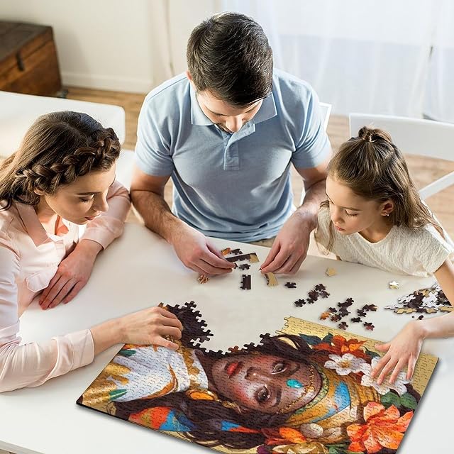 Foto 7 de 8 de Retrato de Mujer Afro 1000 Piezas Papel Durable Puzzle para Adultos Portátil Fácil Almacenar Horas…