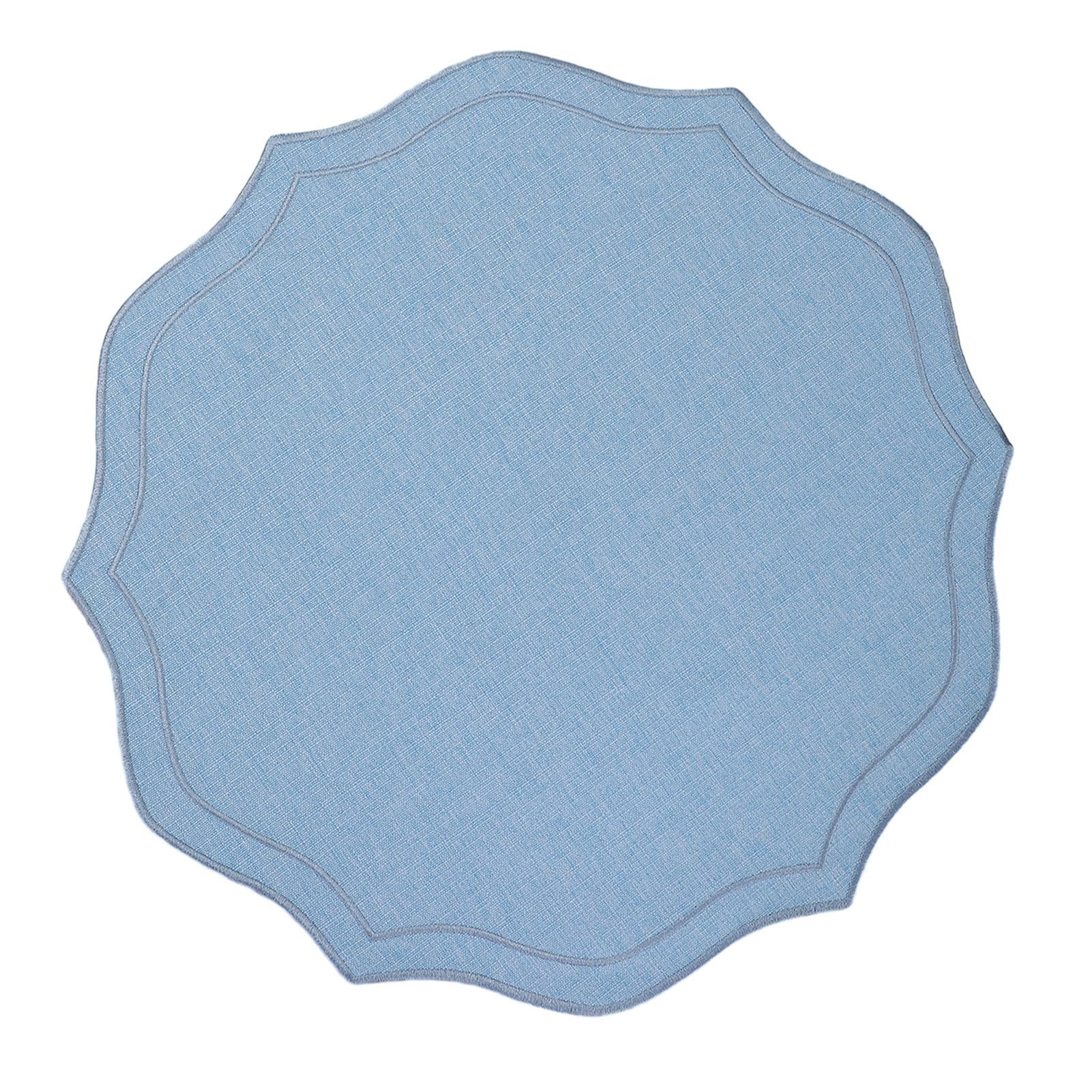 Virelynx Linen Placemats with Embroidery – Overlocking Dining Placemats Durable, Anti-Slip Table Protector for Hotel Restaurant Kitchen