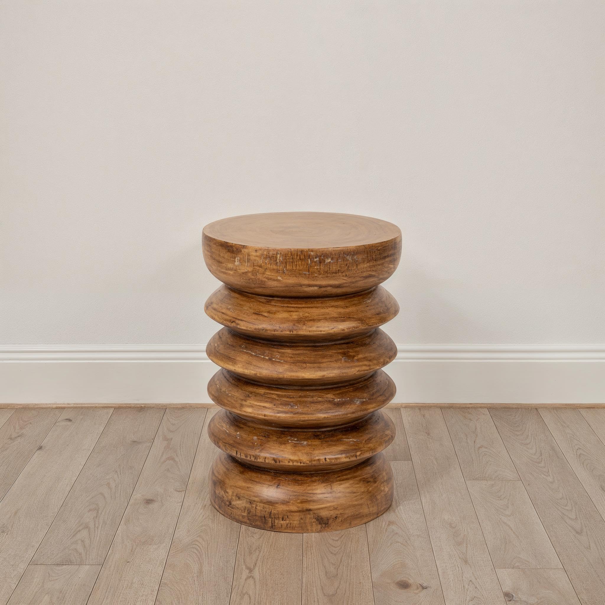 Creative Co-Op Paulownia Wood Accordion End Table, Honey Walnut