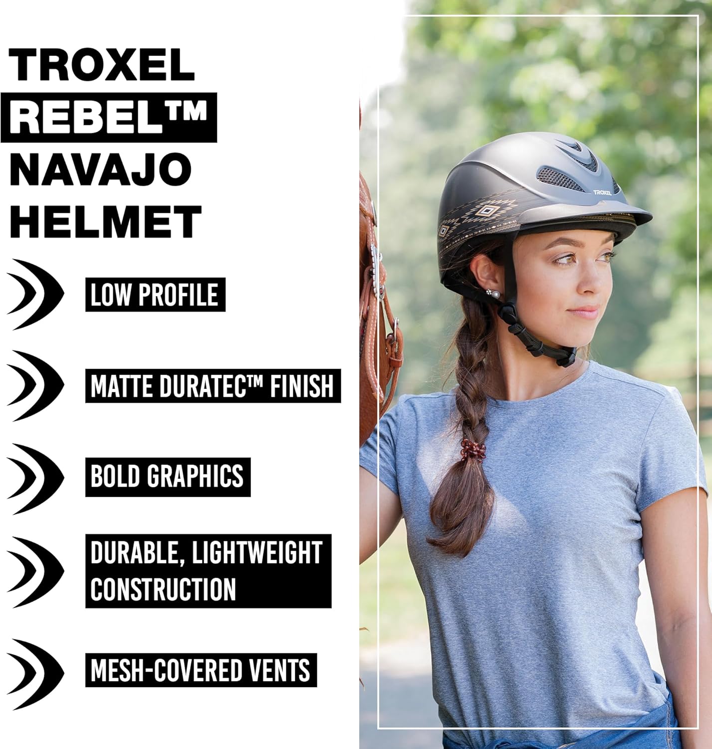 Troxel Rebel Bold Horse Riding Helmet, Low-Profile, Light, Adjustable Design, Safety Horseback Riding Gear