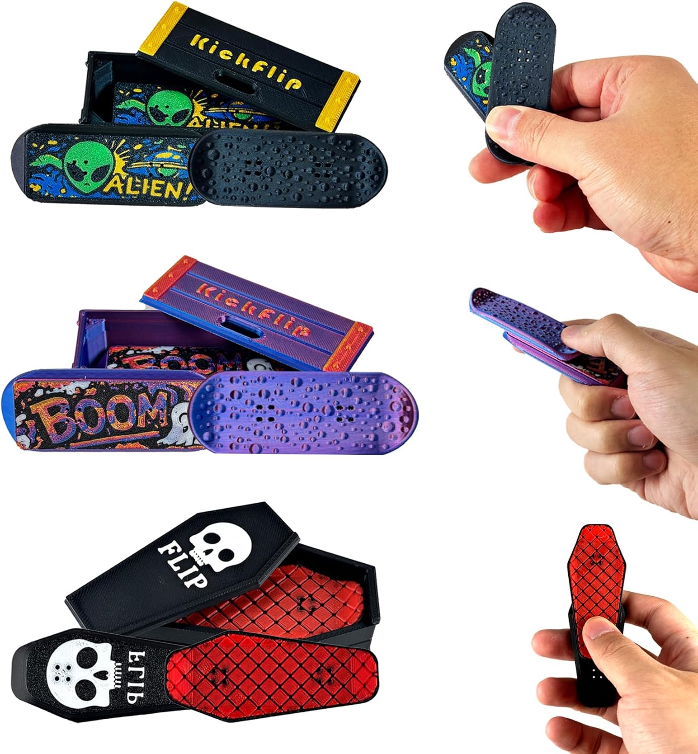 Fidget Slider Toy for Adults - Mini Fingerboard Skateboard with Storage Case - Portable Office Desk Stress Relief Toy