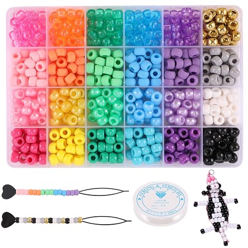 Miss Rabbit 24 Color Pony Beads for Jewelry Making, Hair
