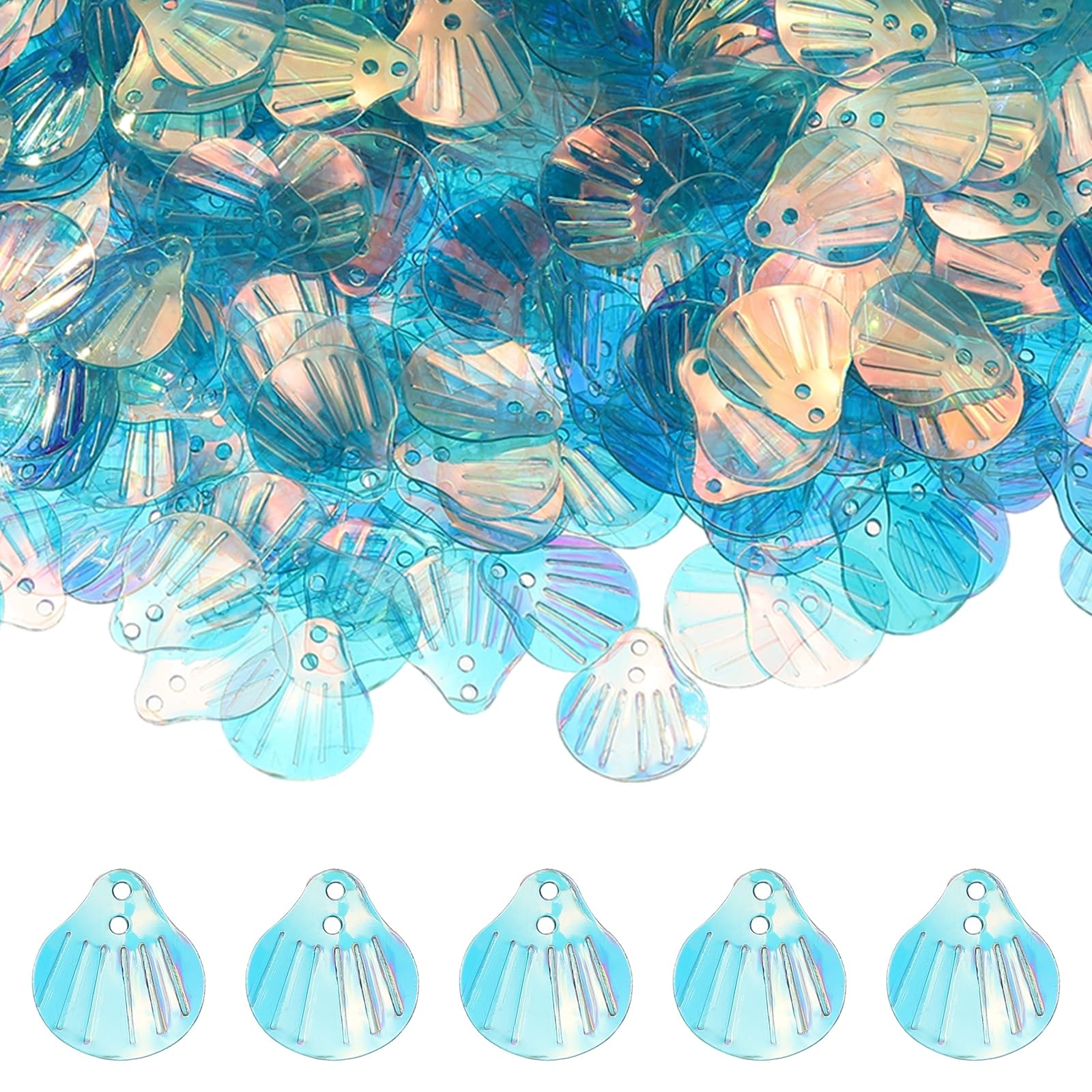 YELARXI Shell Glitter, Sea Shell Flakes Confetti Beach Seashell Shape Loose Sequins - Fitting for (DIY Craft Sewing Art Nail Embellishments Party Decoration) 0.6" & 1080Pcs & Light Yellow