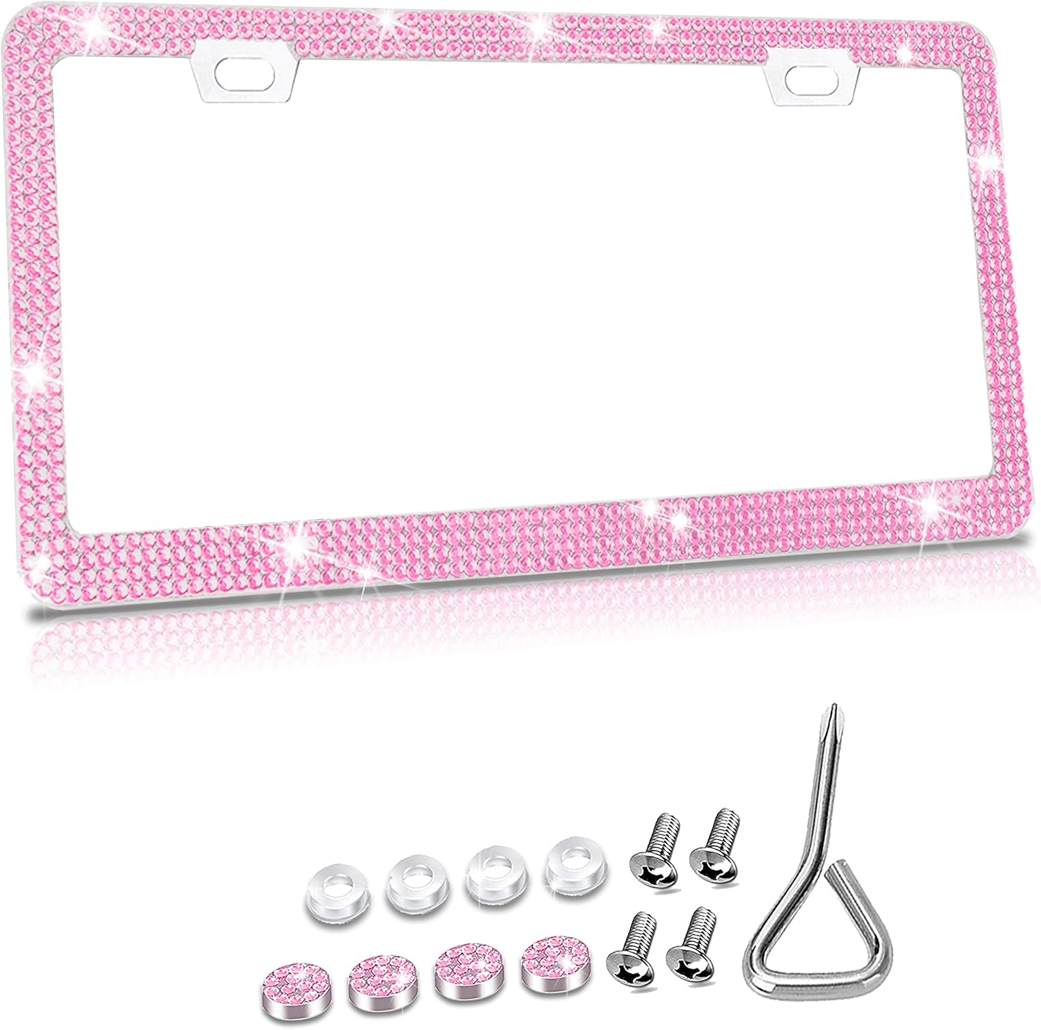 Bling Bling License Plate Frame,Pink Rhinestone License Plate Frame,Pink Diamond