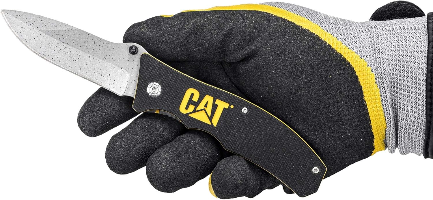 Cat Drop Point Folding Knife, G-10 Handle, 8Cr13MoV Stainless Steel Blade, EDC Outdoor Camping Knife