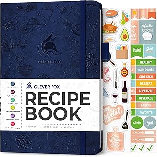 Clever Fox Recipe Book - Make Your Own Family Cookbook & Blank Recipe Notebook Organizer, Empty Cooking Journal to Write in Recipes, A5 Hardcover, Stores 60 Recipes - Dark Blue