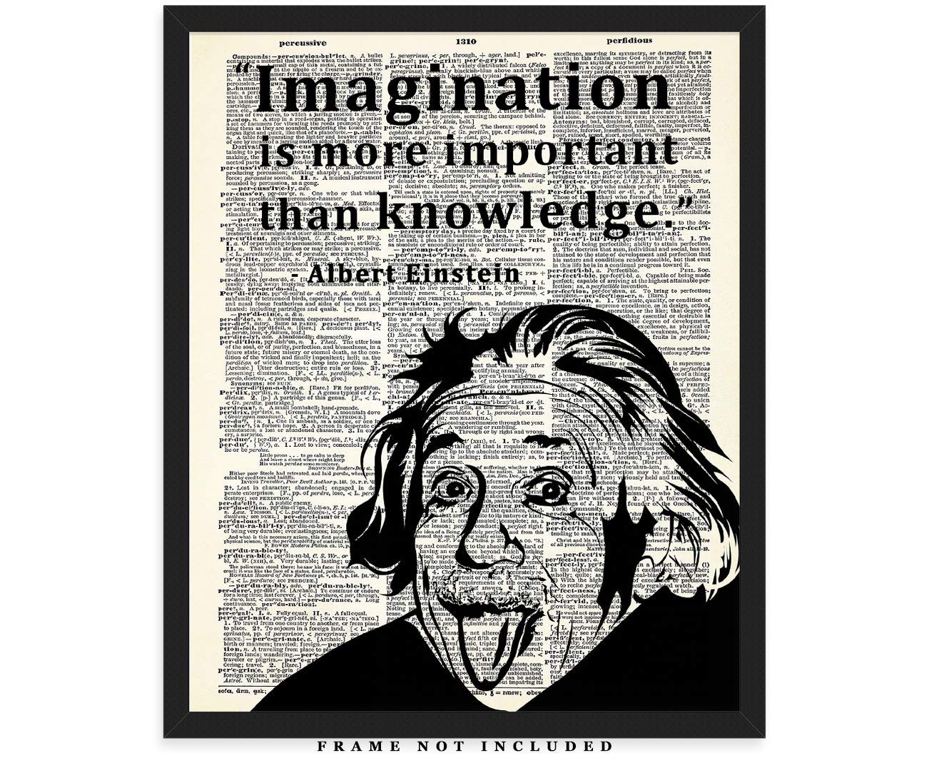 Motivational Wall Art "Imagination's Important" Albert Einstein Wall Art, Positive Affirmations Wall Decor for Bedroom, Teen Girl, Boy - Albert Einstein Quotes Posters Office Decor for Men, Women 8x10