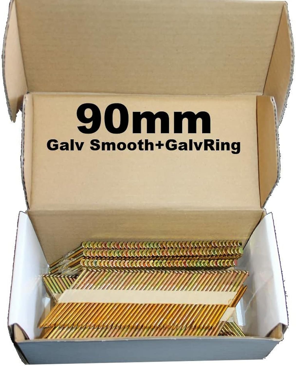 Mixed Pack 500 x 90mm Galv Ring + 500 x 90mm Galv Smooth Framing Nails