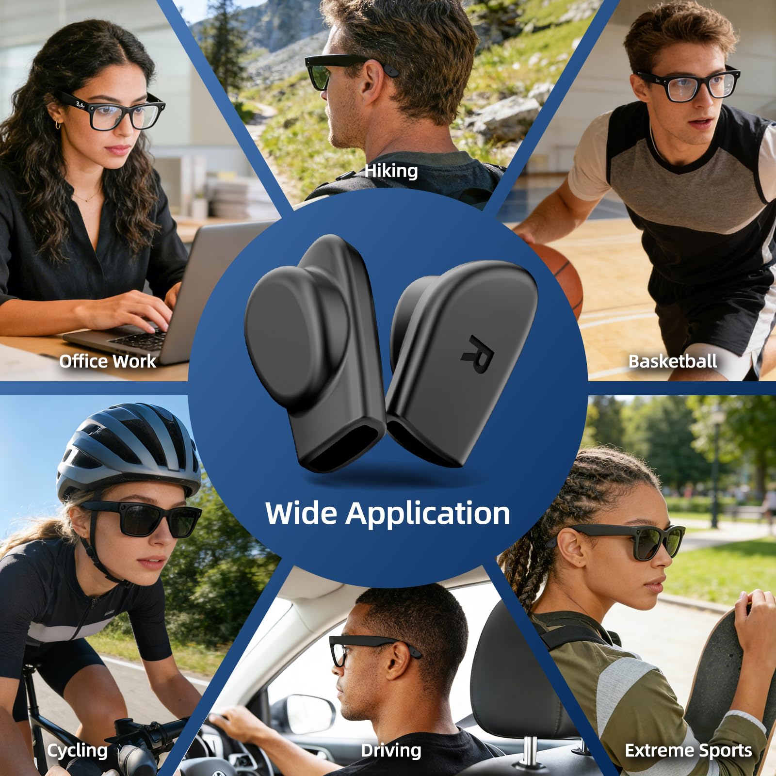 Agarre para gafas compatible con Ray Ban Meta (Gen 1 y 2) Wayfarer/Skyler/Headliner, almohadilla de silicona antideslizante para gafas inteligentes Meta AI, accesorios — view 7