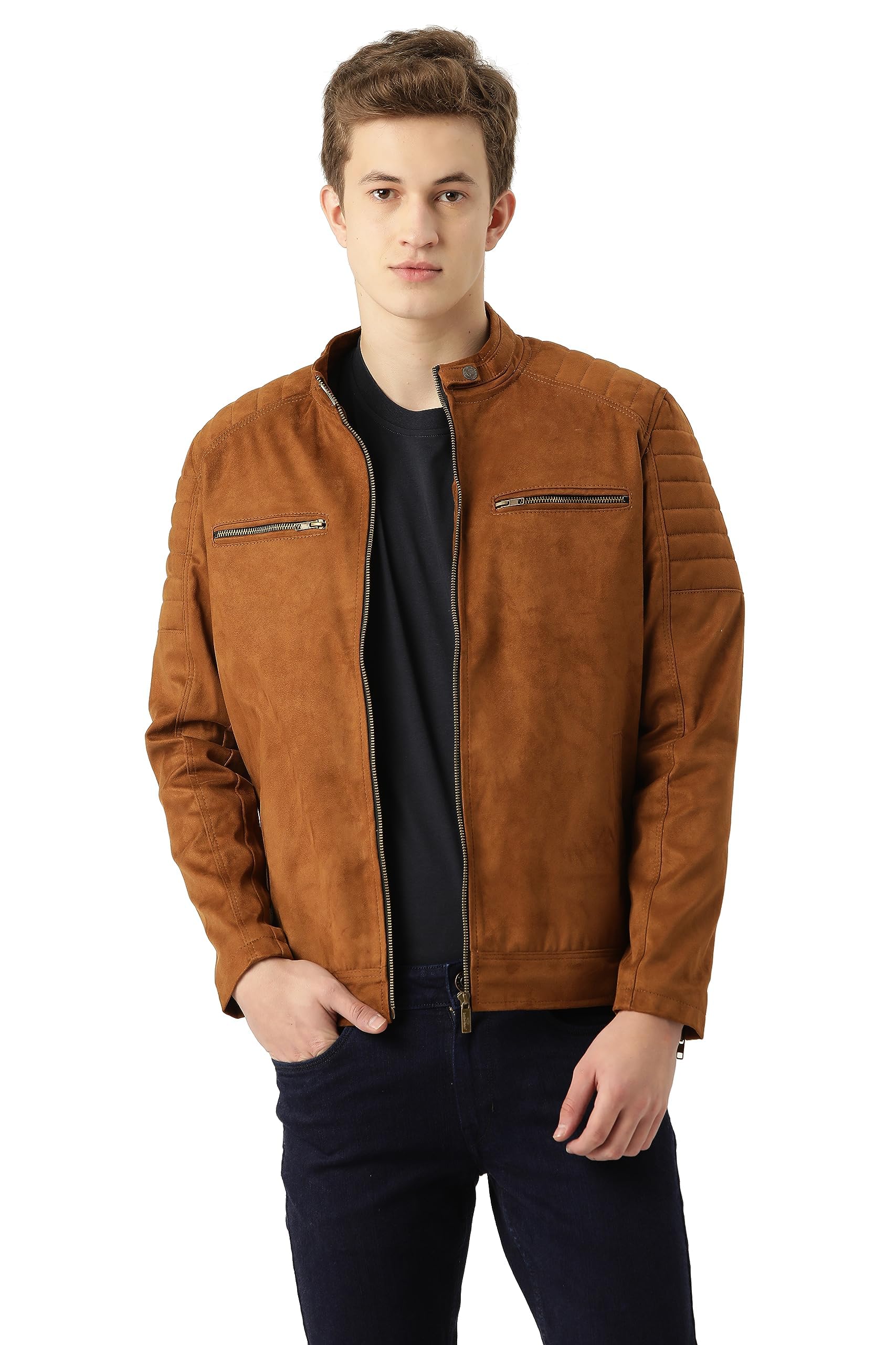 leather retail Men's Suede Faux Leather Jacket-picture-54