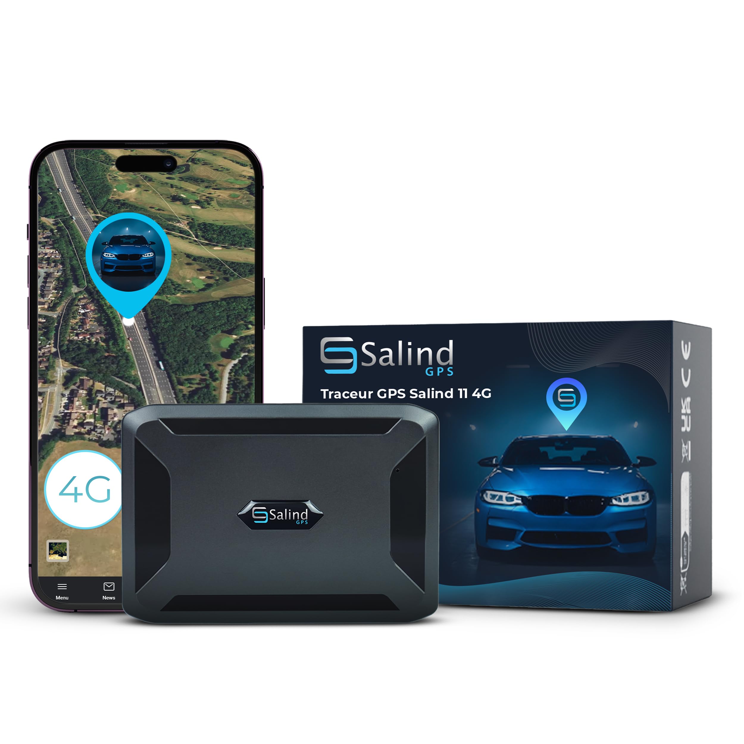 Salind 11 4G - Traceur GPS avec Aimant pour Voitures, véhicules et Machines - Suivi en Temps réel, Historique des trajets et alertes de sécurité - Jusqu’à 70 Jours d’autonomie