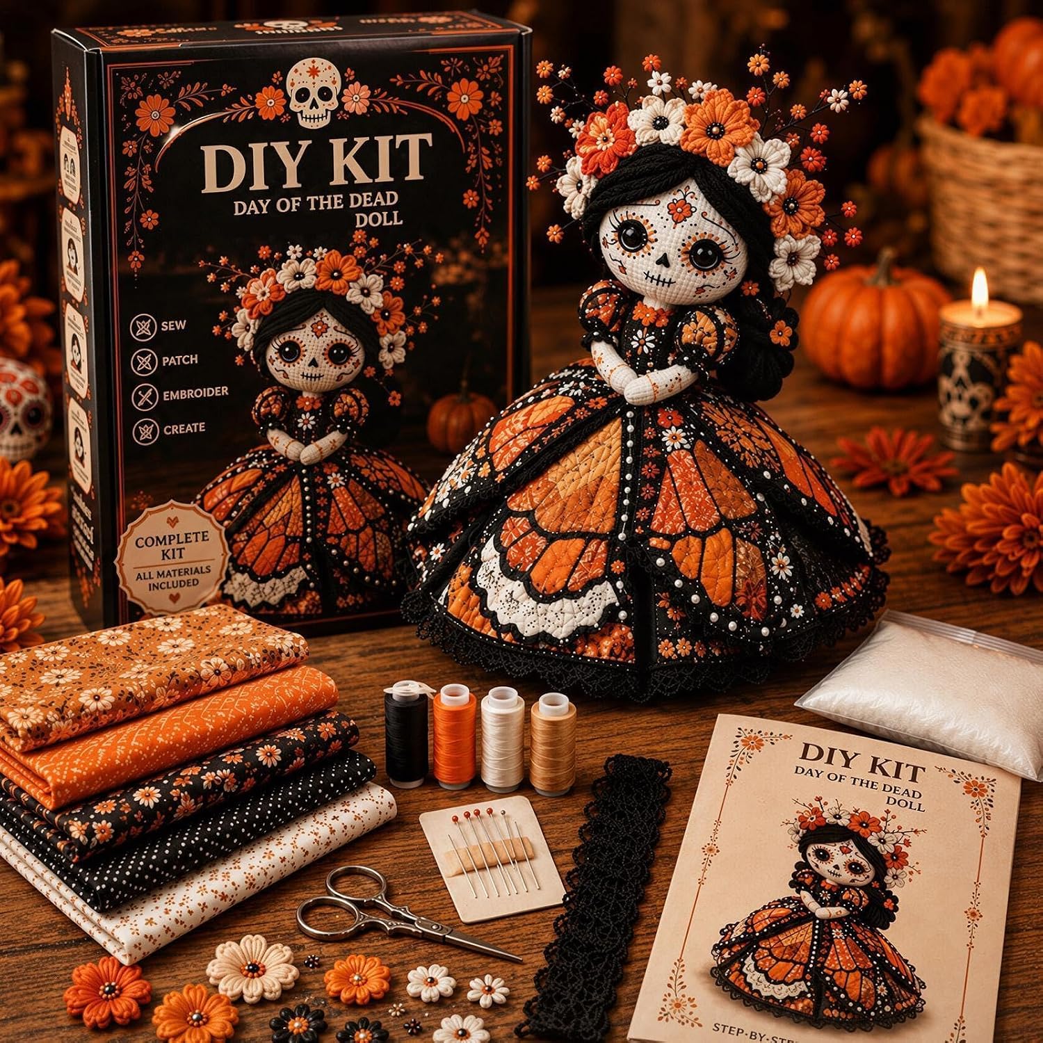 Halloween Fabric Patch - Relaxing Festive Layered Applique Activity, DIY