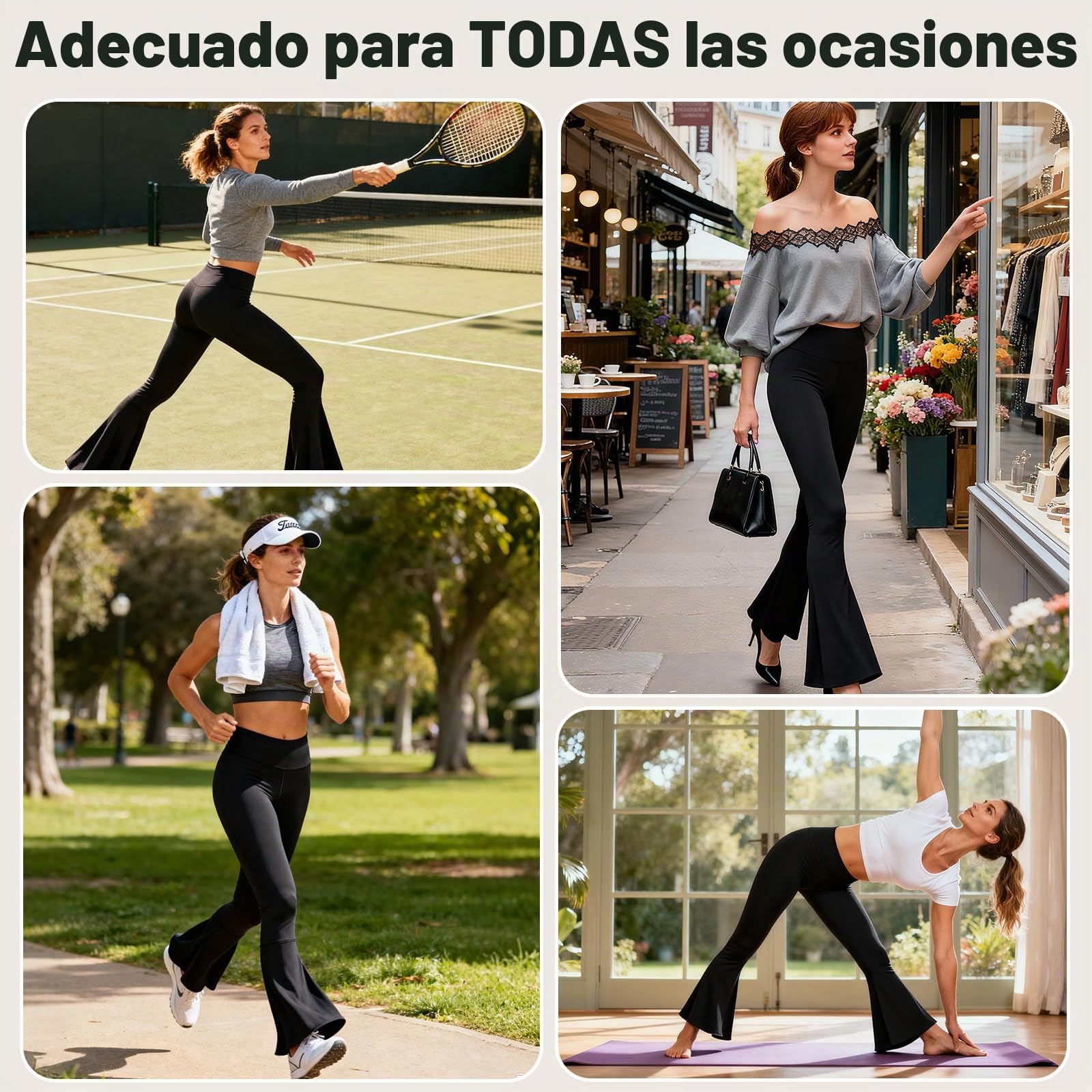 Leggings Mujer con Bolsillos, Pantalones Acampanados Tiro Alto para Control de Barriga, Mallas Deporte Elasticadas para Yoga y Gimnasio