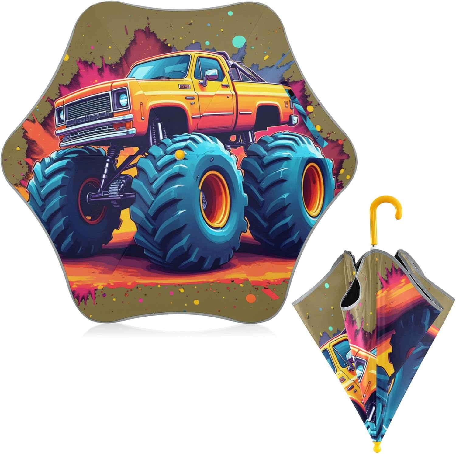 ALAZA Jet Monster Truck Kids Umbrella for Girls Boys Toddler Children Rain & Sun Umbrella