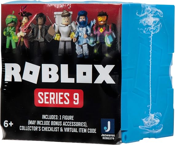 Roblox Action Collection - Series 9 Mystery Figure 6-Pack [Includes 6 Exclusive Virtual Items] , Blue